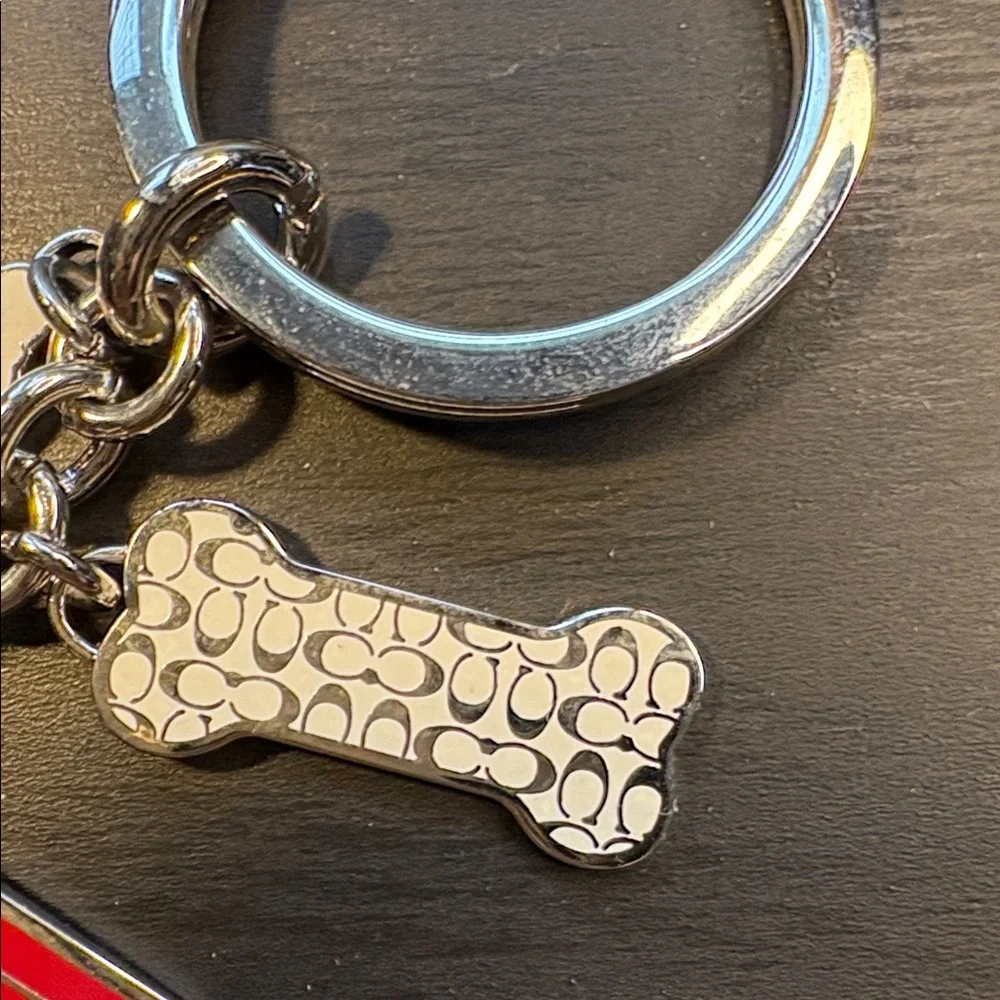 Coach Dog Charm Keychain - Black, Silver, and red - Picture 3 of 5